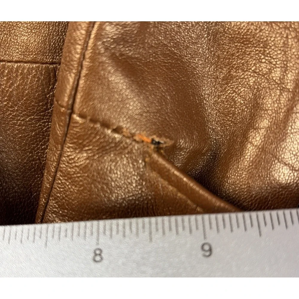 Vintage Lord & Taylor Women's 8 Brown Lamb Leather Blazer Jacket - Picture 6 of 13